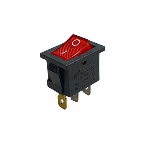 TUŞLU ANAHTAR MİNİ (3 FİŞ) (IŞIKLI) (ON-OFF) (6A 250V /10A 125V AC) (19*13 MM) KIRMIZI
