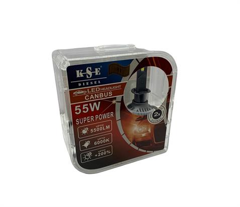 KSE DIESEL 12V H1 CSP LED XENON FAR AMPUL SETİ 6000K 11000 LÜMEN 55W +%200 CANBUS