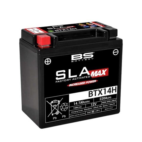 BS BATTERY 12V 14.7 AH MOTOSİKLET AKÜSÜ 220 A (150*87*145) (BTX14HL) (SLA MAX) (+/-) 