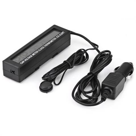12V-24V TERMOMETRE İÇ DIŞ+ALARM+ZAMAN SAATİ VOLTMETRE ÇAKMAK FİŞLİ DİKDÖRTGEN
