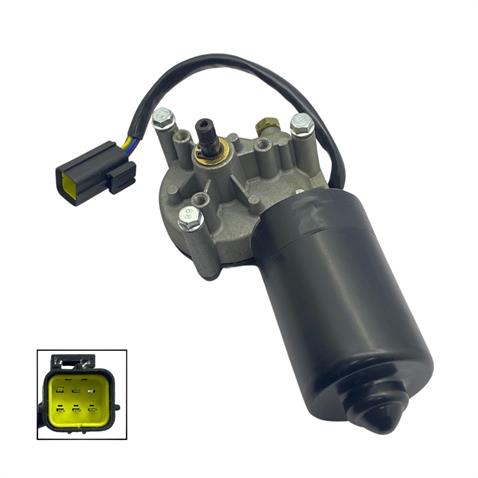 24V SİLECEK MOTORU (KABLOLU SİYAH SOKETLİ 5 FİŞ) VOLVO İŞ MAKİNASI