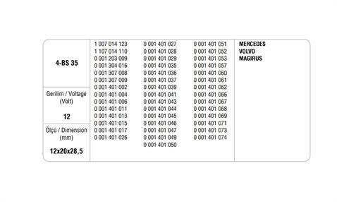 MARŞ KÖMÜRÜ BOSCH TİPİ 12V 4HP (4 AD)