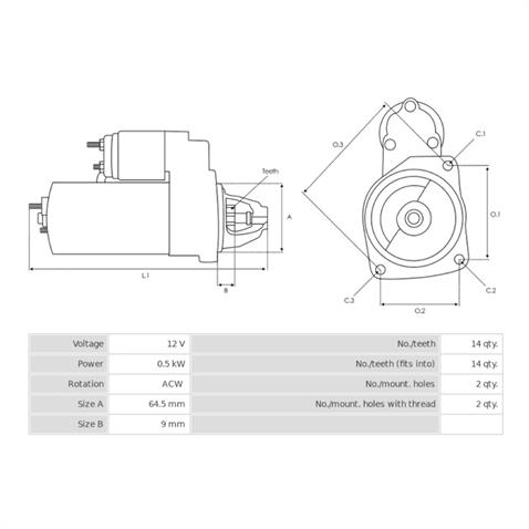12V MARŞ MOTORU DENSO TİPİ 14 DİŞ 0.5 KW TERS HONDA JENERATÖR-SOLAX JENERATÖR