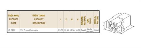 ÜÇLÜ KONNEKTOR (SOKET) ERKEK