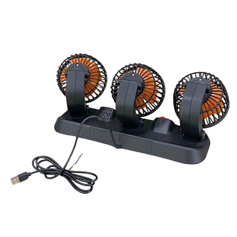 12V VANTİLATÖR (USB GİRİŞLİ) (TORPİDO ÜSTÜ) (ÇİFT DEVRE) (360° AYARLANABİLİR) 