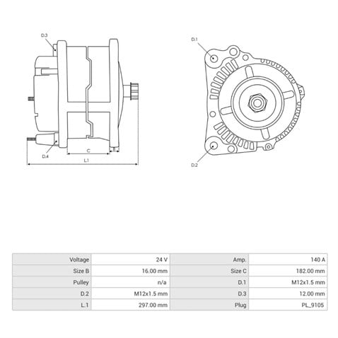 24V ALTERNATÖR DİNAMO BOSCH TİPİ 140 A (L) MAN-MERCEDDES-PEGASO-RENAULT-SCANIA-SETRA-VOLVO