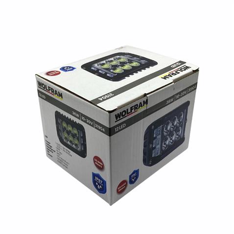 WOLFRAM 10V-30V OFF-ROAD LED LAMBA 36W (6 LEDLİ) (BEYAZ-SARI ÇAKARLI) E9