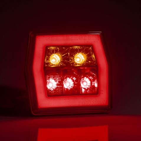 FRISTOM 12V-24V STOP LAMBASI KARE (LEDLİ) (KIRMIZI-SARI) (100*100 MM) E9