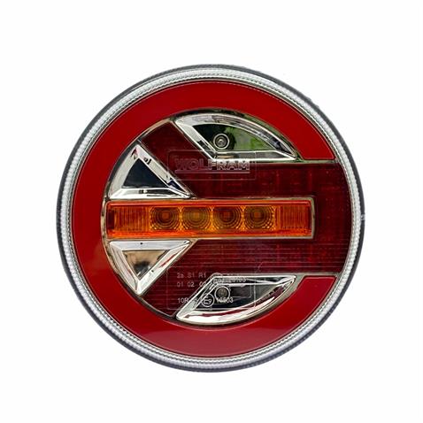 WOLFRAM 12V-24V STOP LAMBASI YUVARLAK (NEON LEDLİ-KAYAR SİNYALLİ) (3 FONKSİYONLU) (140*35 MM) E9 SAĞ