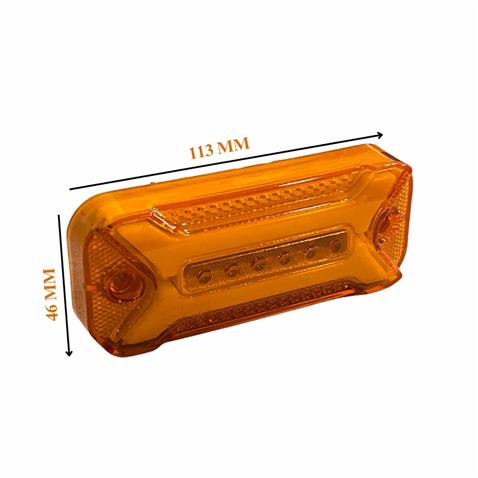 24V YAN SİNYAL LAMBASI DORSE SİDE MARKER SARI-SARI (2 FONKSİYONLU) (NEON LEDLİ) (113*46 MM)