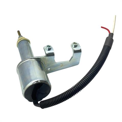 12V STOP SELENOİDİ YAN AYAKLI (SAĞ AYAK) (MAFSALLI-M6 CIVATA AKSA JENERATÖR CUMMINS MOTOR