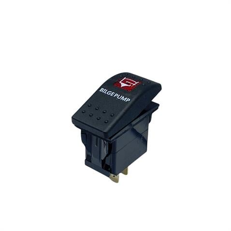 TUŞLU ANAHTAR IŞIKLI KIRMIZI SİNTİNE POMPA (3 FİŞ) (TEK DEVRE) (12V 20A DC/24V 10A DC) MARİN