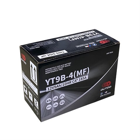OUTDO 12V 8 AH MOTOSİKLET AKÜSÜ AGM TECH 185 A (EN) (150*70*105) (YT9B-BS) (YT9B-4-MF)