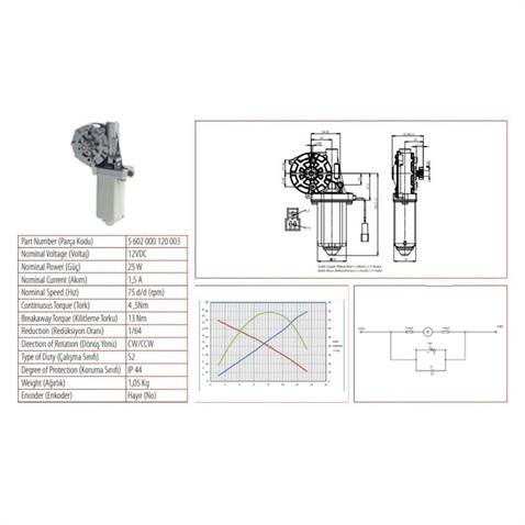 KORMAS 12V CAM KALDIRMA MOTORU (SÜRGÜLÜ OTOMATİK KAPI--KAYAR BASAMAK) UNIVERSAL