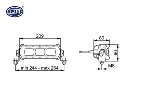HELLA 12V-24V LED BAR OFF-ROAD TEK SIRA 22W 6500K 1000 LÜMEN (3 LEDLİ) (209*86*80 MM)