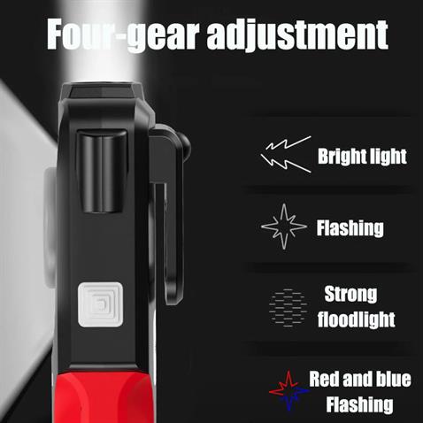 EL FENERİ-ÇALIŞMA LAMBASI LEDLİ (BEYAZ-KIRMIZI-MAVİ IŞIK) (MIKNATISLI) (USB ŞARJLI) (150*45 MM)