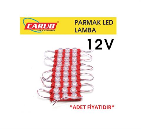 12V PARMAK LED LAMBA YUVARLAK 3W KIRMIZI (74*20 MM) (1 AD)