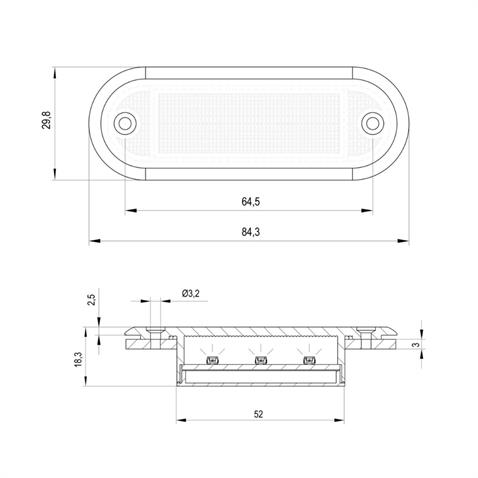 SANEL 12V BASAMAK AYDINLATMA LAMBASI KIRMIZI (6 LEDLİ) (85*30 MM)