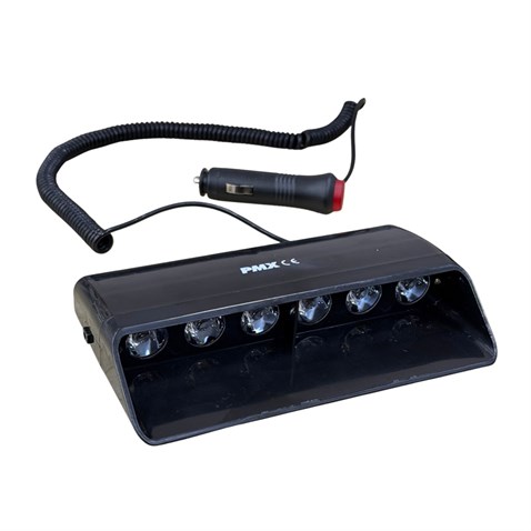 12V ESCORT ÇAKAR FLAŞ LAMBA 18W 6 LEDLİ 10 FONKSİYONLU (TORPİDO ÜSTÜ) (KIRMIZI/MAVİ) (185*105 MM)