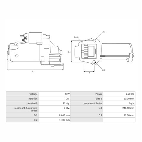 COMSTAR 12V MARŞ MOTORU MOTORCRAFT TİPİ 11 DİŞ 2.2 KW FORD FOCUS IV/GALAXT III/KUGA III/MONDEO V