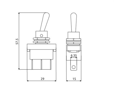 SAĞ-SOL ANAHTAR METAL ÇİFT TARAFA YAYLI (ON)-OFF-(ON) (3 UÇLU)