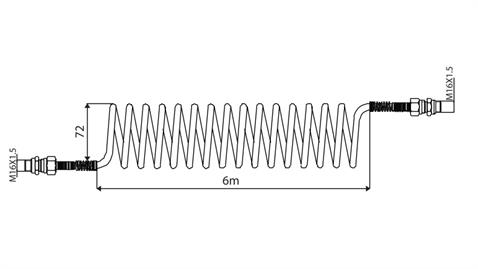 AKSA TIR DORSE HAVA HORTUMU KIRMIZI (SÜPER ESNEK POLİÜRETAN) (M16 X 1.5) (6 MT)