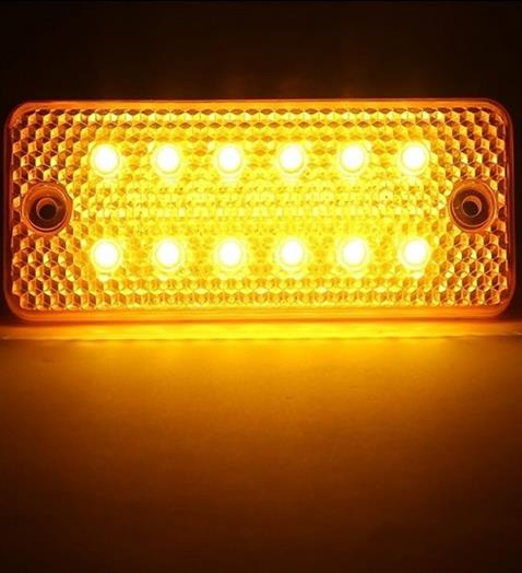 24V YAN SİNYAL LAMBASI SİDE MARKER (12 LEDLİ) DÜZ TİP SARI