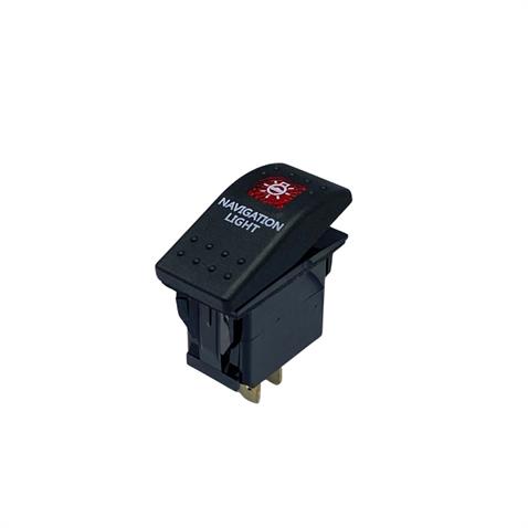 TUŞLU ANAHTAR IŞIKLI KIRMIZI NAVİGASYON (3 FİŞ) (TEK DEVRE) (12V 20A DC/24V 10A DC) MARİN