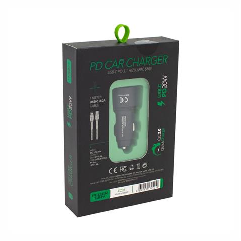 12V-30V TELEFON ŞARJ CİHAZI 3.0 A/3.1 A (ÇAKMAK GİRİŞLİ) (USB+ IPHONE TYPE-C) + KABLO