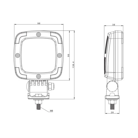 FRISTOM 12V-24V ÇALIŞMA LAMBASI 9-LEDLİ 13W 1400 LÜMEN (100*100*38 MM) E9