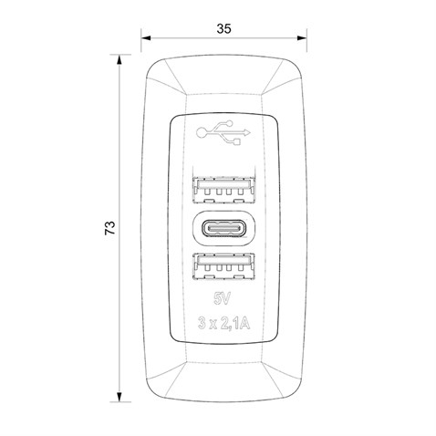 SANEL 12V-24V TELEFON ŞARJ CİHAZI (USB X 2+TYPE-C) (2.1A X 3) (MAVİ LED IŞIK)