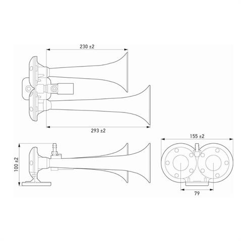 HELLA 12V 2Lİ HAVALI KORNA DÜZ SES KROM