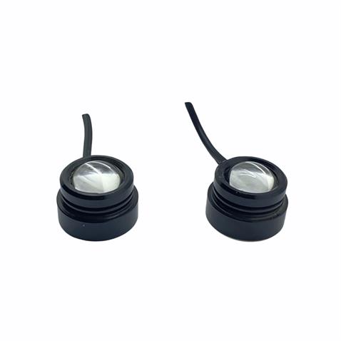 12V GÜNDÜZ SÜRÜŞ LEDİ YUVARLAK TEK LEDLİ DÜZ TİP YAPIŞKANLI (MERCEKLİ) (22 MM) (2 AD)