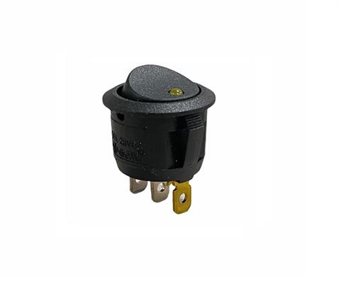 24V TUŞLU ANAHTAR LEDLİ (20 MM) 3 FİŞ (YUVARLAK) SARI 10 A