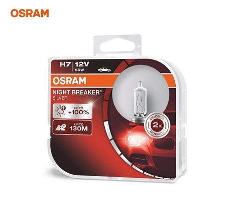 OSRAM 12V H7 AMPUL 55W +%100 FAZLA IŞIK NIGHT BREAKER SILVER (2 AD)