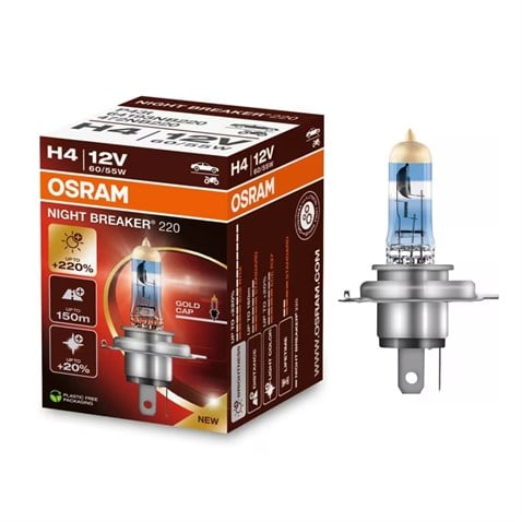 OSRAM 12V H4 AMPUL 60/55W +%220 PARLAK IŞIK +150 METRE FAZLA GÖRÜŞ +%20 BEYAZ IŞIK