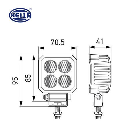 HELLA 10V-30V ÇALIŞMA LAMBASI (OFF-ROAD) 24W 5700K 1700 LÜMEN (GENİŞ AÇI) (4 LEDLİ) (70.5 X 95 MM)