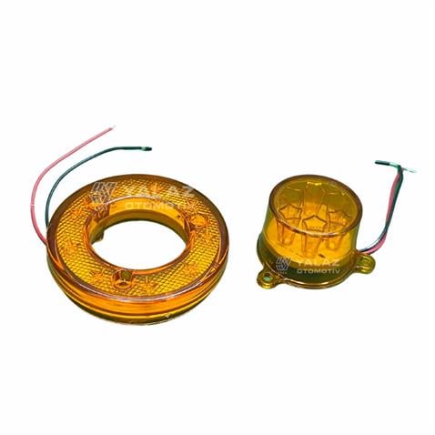 12V-24V SİNYAL LAMBASI (6 LEDLİ) YUVARLAK SARI KOMPLE 