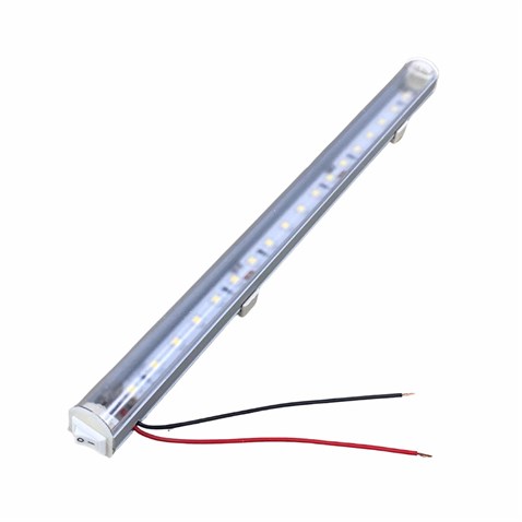 24V FLORESAN TAVAN LAMBASI 18 LEDLİ ANAHTARLI BEYAZ (ŞEFFAF CAM) (27 CM)
