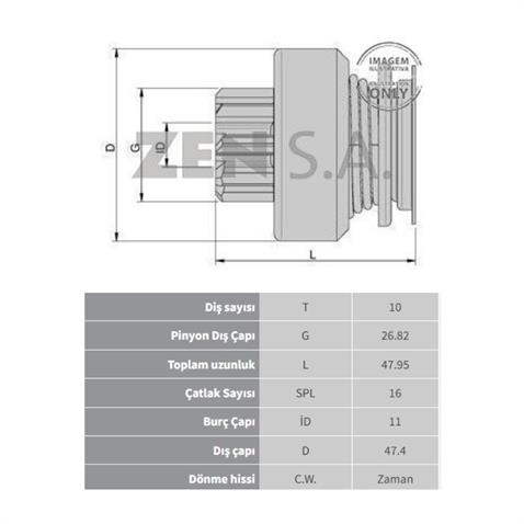 ZEN MARŞ DİŞLİSİ BOSCH TİPİ 10 DİŞ (16 KANAL) FORD FIESTA/FOCUS/FUSION