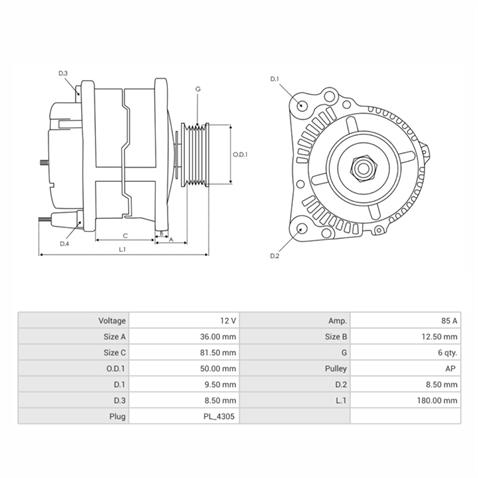 12V ALTERNATÖR DİNAMO DELCO TİPİ 85 A (2 FİŞ OVAL SOKET) (L-IG) CHEVROLET AVEO/LACETTI/NUBIRA