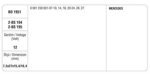 MEGA 12V MARŞ KÖMÜRÜ BOSCH TİPİ YM (4 AD)