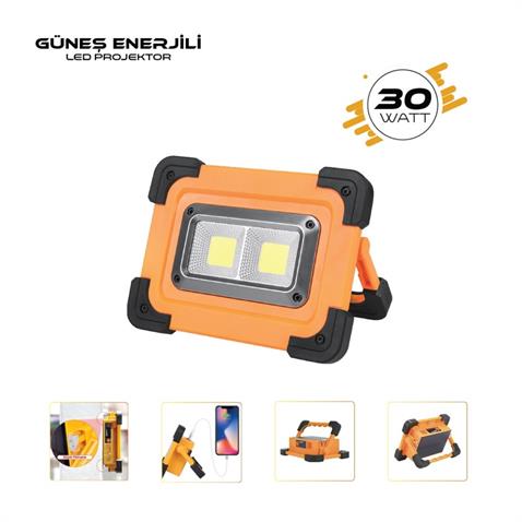 LAMBADA SOLAR 12V COB LEDLİ EL PROJEKTÖRÜ GÜNEŞ ENERJİLİ-ŞARJLI USB ÇIKIŞLI (MIKNATISLI)