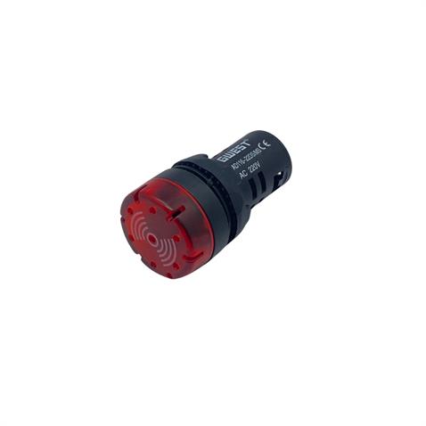 220V AC BUZZER KORNA (LED IŞIK İKAZLI KIRMIZI) (22/29.5 MM)