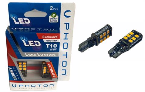 PHOTON 12V DİPSİZ AMPUL T10/T15 (16W) (15 LEDLİ) SARI (2 AD)
