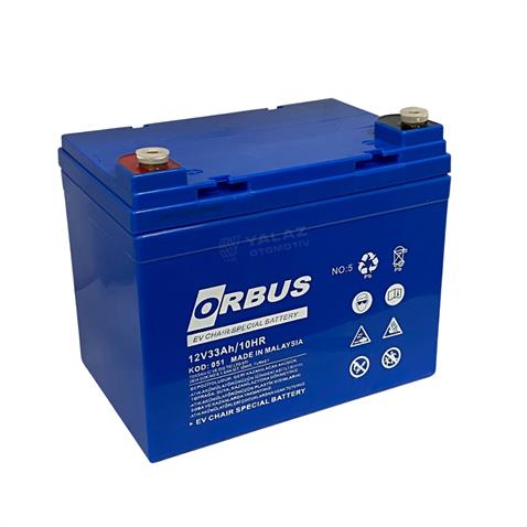 ORBUS 12V 33 AH ENGELLİ ARAÇ AKÜSÜ JEL (195*130*155) (11 KG) TSELİ
