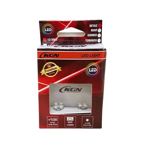 12V DİPSİZ AMPUL T10 (4 LEDLİ) BEYAZ (2 AD)