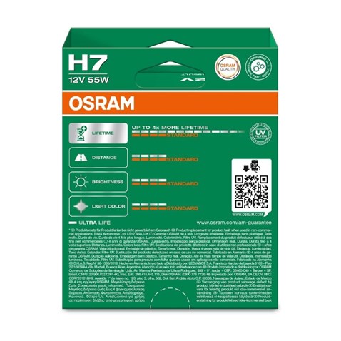 OSRAM 12V H7 AMPUL 55W ULTRA LIFE (4 KAT UZUN ÖMÜRLÜ) (2 AD)