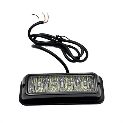 12V-24V ÇAKAR FLAŞ LED LAMBA (ŞEFFAF) (MAVİ) (4X1W) 18 FONKSİYONLU (110*33*30 MM)