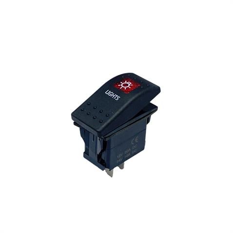 TUŞLU ANAHTAR IŞIKLI KIRMIZI LAMBA GÖSTERGESİ (3 FİŞ) (TEK DEVRE) (12V 20A DC/24V 10A DC) MARİN